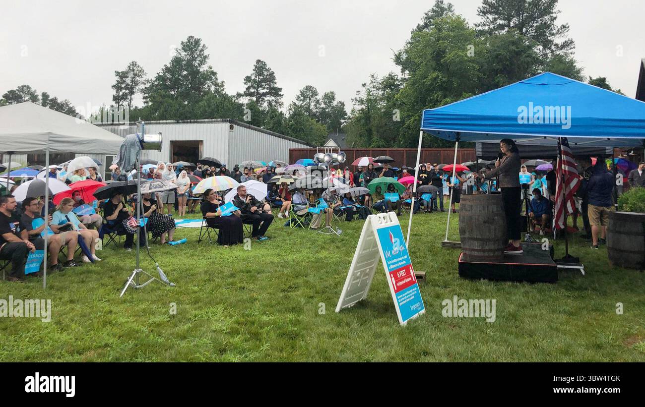 16 août 2020, Durham, NC, USA : les partisans se rassemblent à Durham, Caroline du Nord, pour entendre le candidat libertaire à la présidence JO Jorgensen parler le 15 août 2020. (Crédit image : © TNS via ZUMA Wire) Banque D'Images