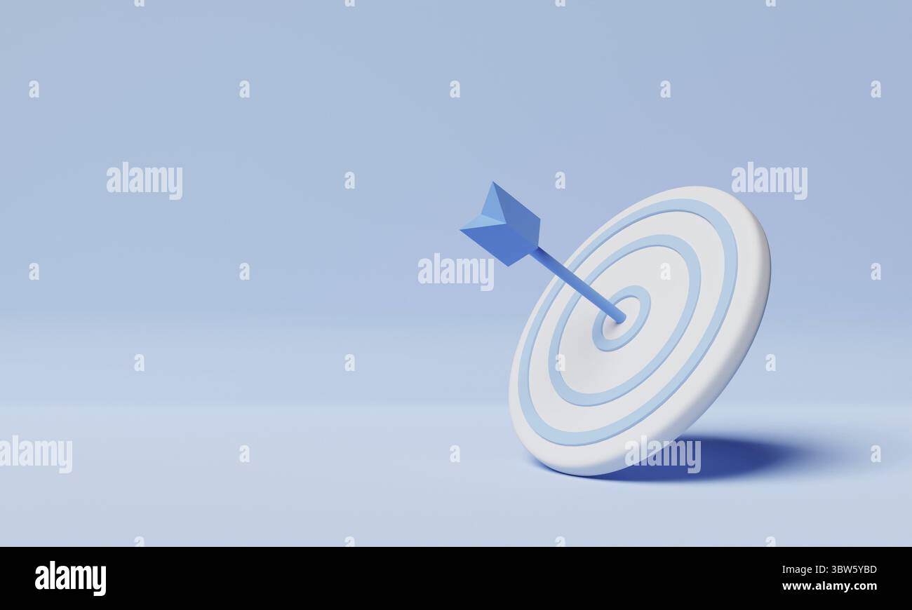 Plan de travail bleu comme cible commerciale sur fond rouge.Le concept de réussite et de défi de l'entreprise.3D rendu d'illustration Banque D'Images