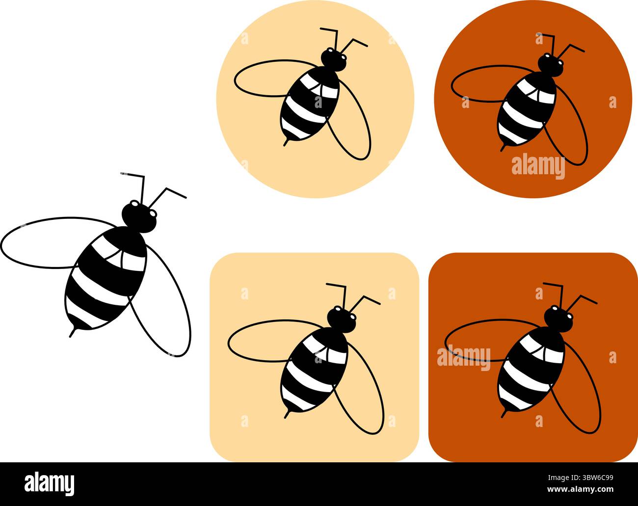 Icône abeille. Logotype bourdon. Illustration de ligne graphique vectorielle. Illustration vectorielle d'abeille de miel. Symbole de ruche en nid d'abeilles. Signe d'insecte isolé. Pos. Échant Illustration de Vecteur