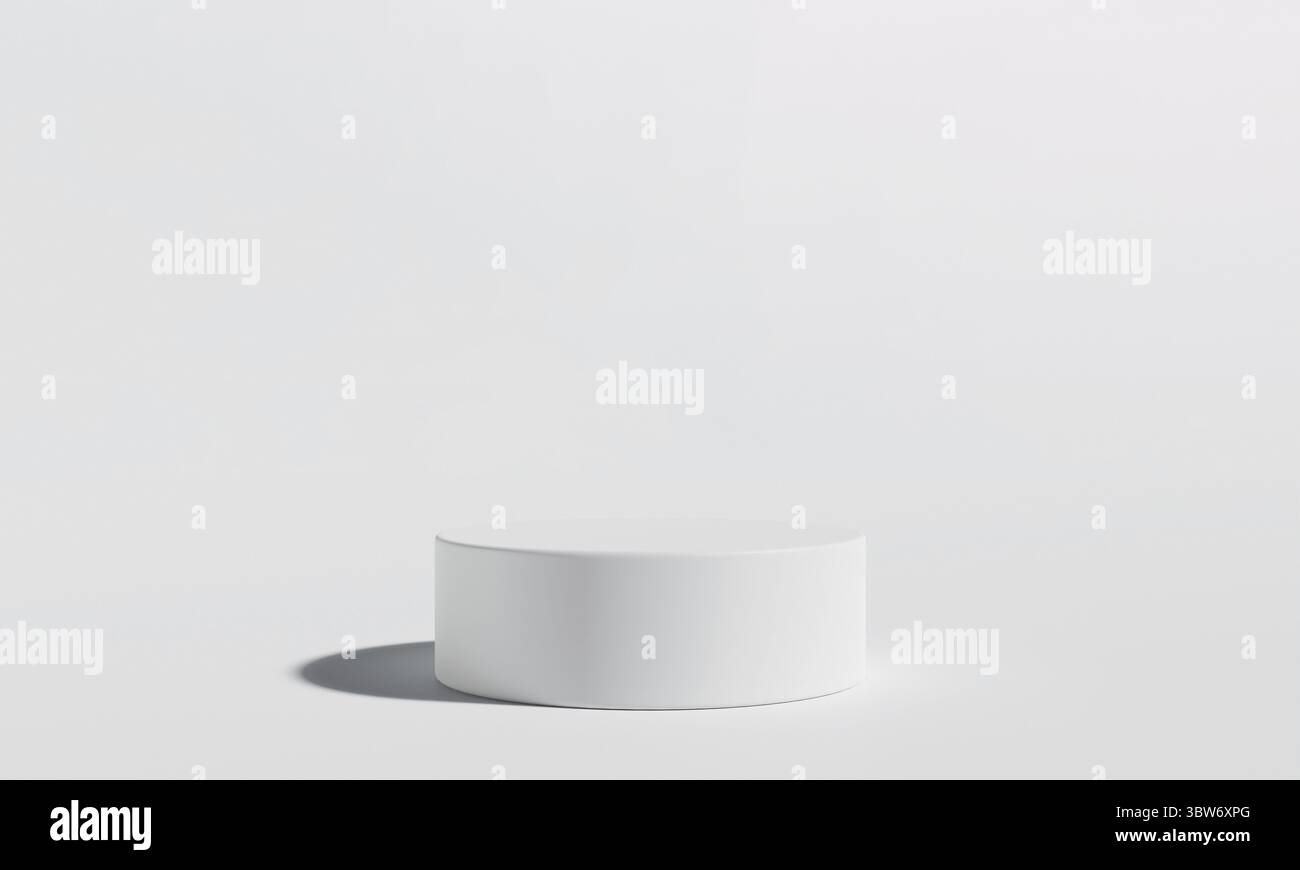 Podium de produit rond blanc minimal sur fond circulaire.Concept abstrait de publicité d'objet et d'affaires.3D rendu d'illustration Banque D'Images