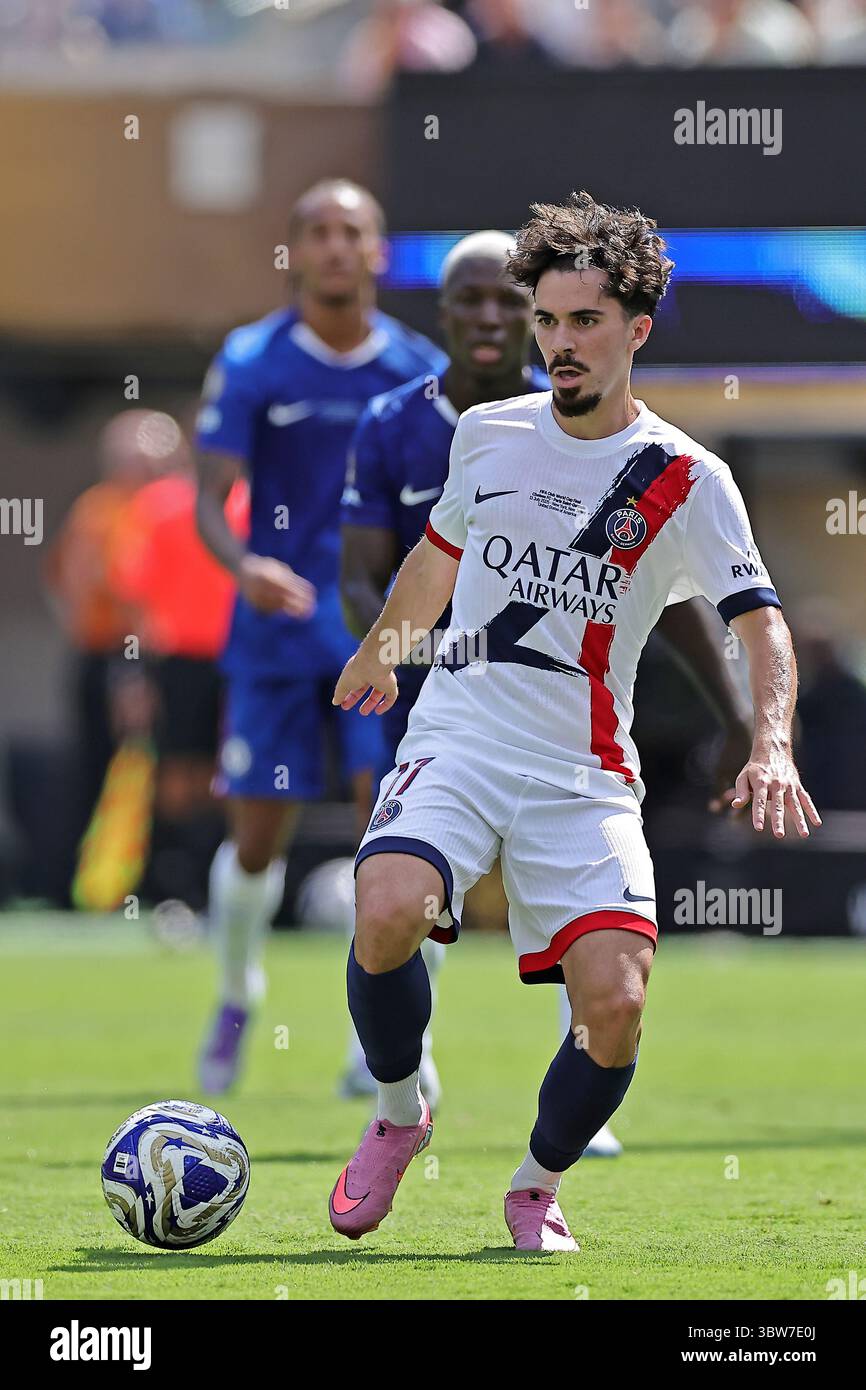 East Rutherford, États-Unis, 13 juillet 2025. Vitinha du PSG, lors du match entre le Chelsea FC et le PSG pour la finale de la Coupe du monde des clubs FIFA 2025, au MetLife Stadium à East Rutherford, États-Unis, le 13 juillet 2025. Photo : Heuler Andrey/DiaEsportivo/Alamy Live News Banque D'Images
