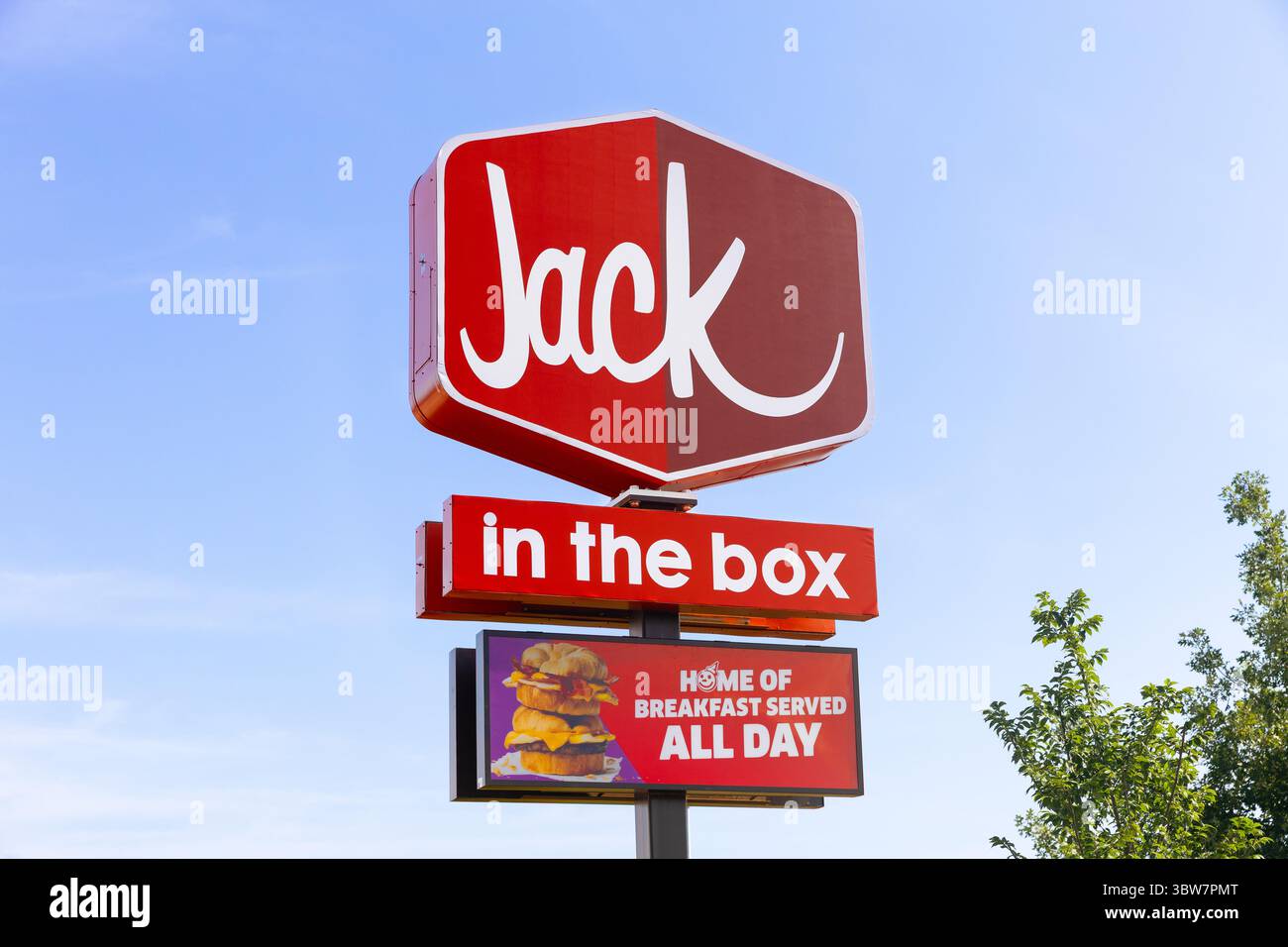 La chaîne de restaurants Jack in the Box est retournée dans l'Illinois avec plusieurs établissements en 2025, Plainfield, Illinois étant le premier établissement à ouvrir. Banque D'Images