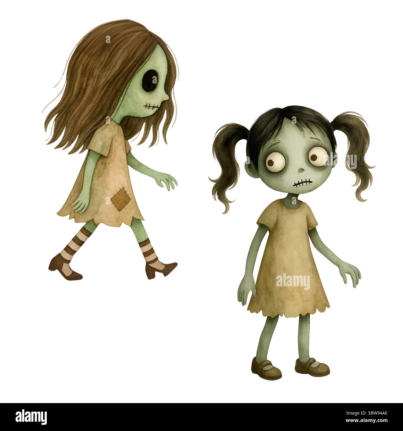 Aquarelle Halloween Clipart – jolis éléments peints à la main pour les projets de design saisonnier Banque D'Images