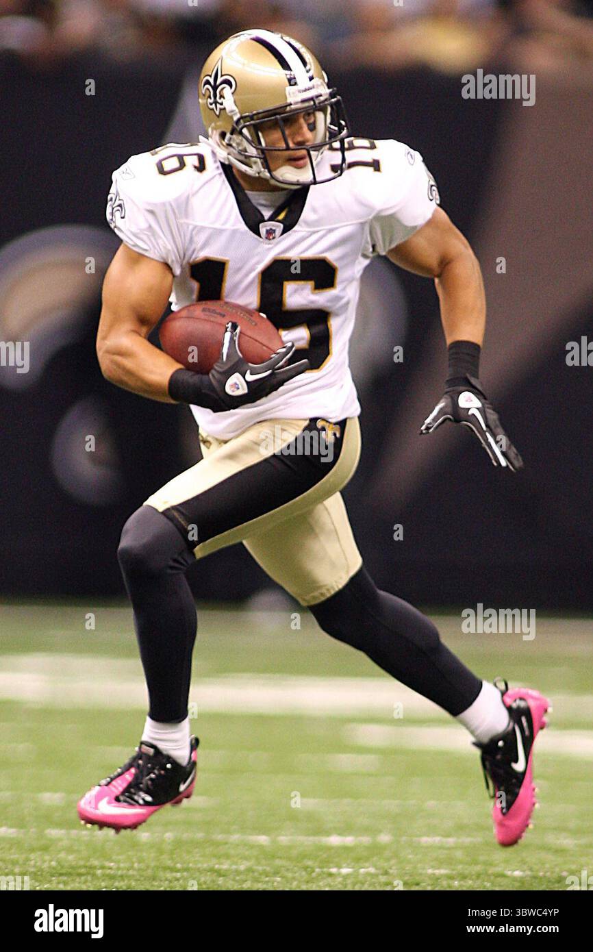 24 octobre 2010 : lance Moore (16 ans), le receveur des Saints de la Nouvelle-Orléans, lors d'un match d'action entre les Saints de la Nouvelle-Orléans et les Browns de Cleveland au Superdome de Louisiana à la Nouvelle-Orléans, en Louisiane. Browns gagne 30-17. (Crédit image : © Don page/ZUMA Wire) Banque D'Images
