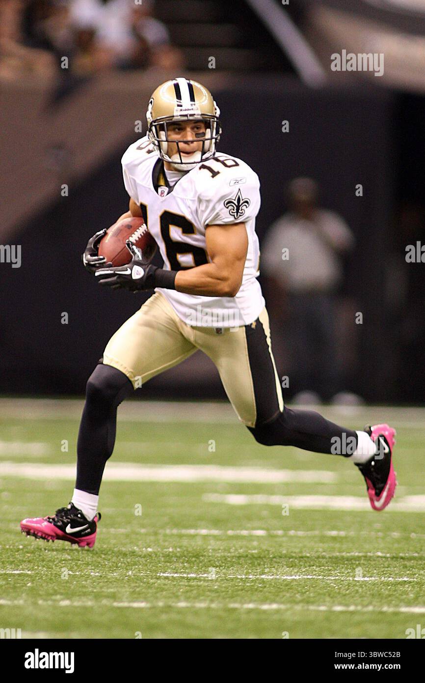 24 octobre 2010 : lance Moore (16 ans), le receveur des Saints de la Nouvelle-Orléans, lors d'un match d'action entre les Saints de la Nouvelle-Orléans et les Browns de Cleveland au Superdome de Louisiana à la Nouvelle-Orléans, en Louisiane. Browns gagne 30-17. (Crédit image : © Don page/ZUMA Wire) Banque D'Images