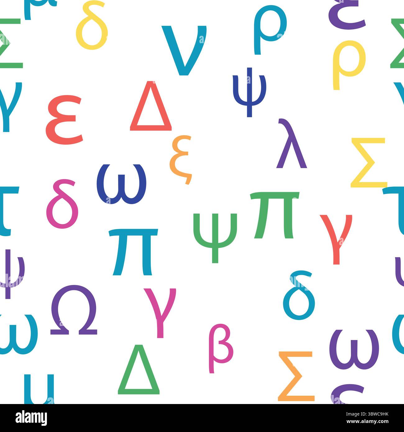 Motif sans couture lettres et symboles de l'alphabet grec. Alphabet grec vif. Illustration de Vecteur Motif sans couture lettres et symboles de l'alphabet grec. Alphabet grec vif. Illustration de Vecteur