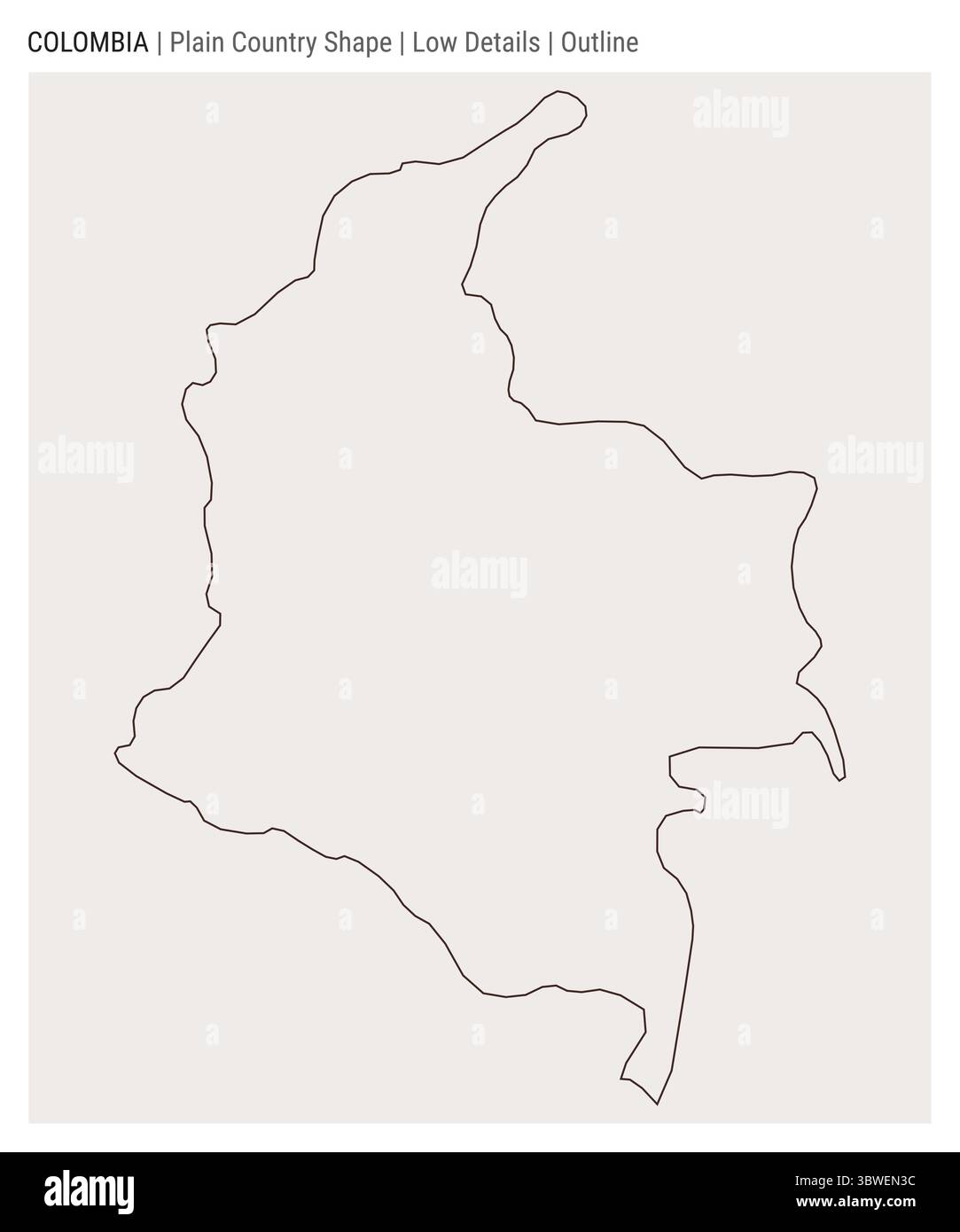 Carte du pays de la plaine de Colombie. Peu de détails. Style de contour. Forme de la Colombie. Illustration vectorielle. Illustration de Vecteur
