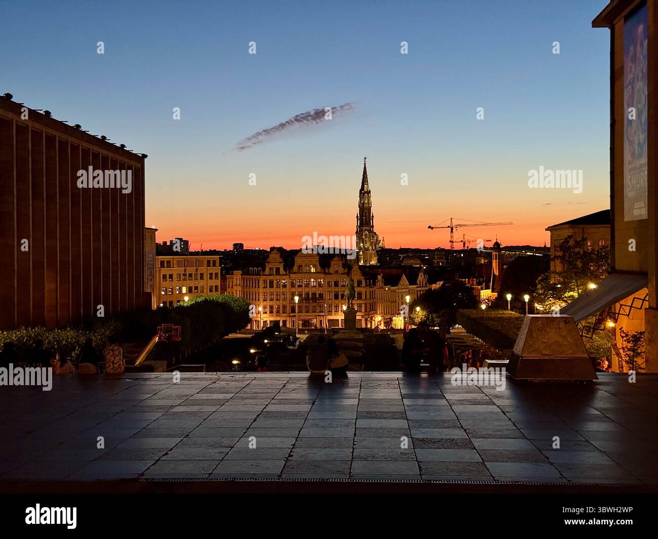 Scoucher de soleil au Mont des Arts, Bruxelles, Belgique - Image de stock capturée avec un smartphone