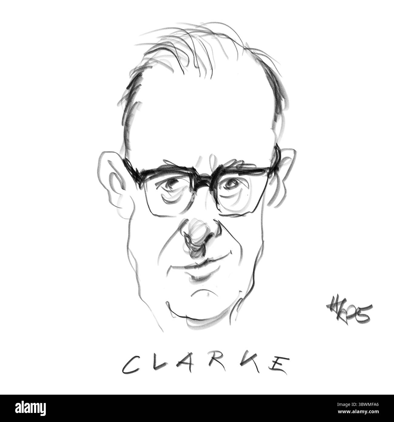 Portrait au crayon d'Arthur C Clarke Banque D'Images