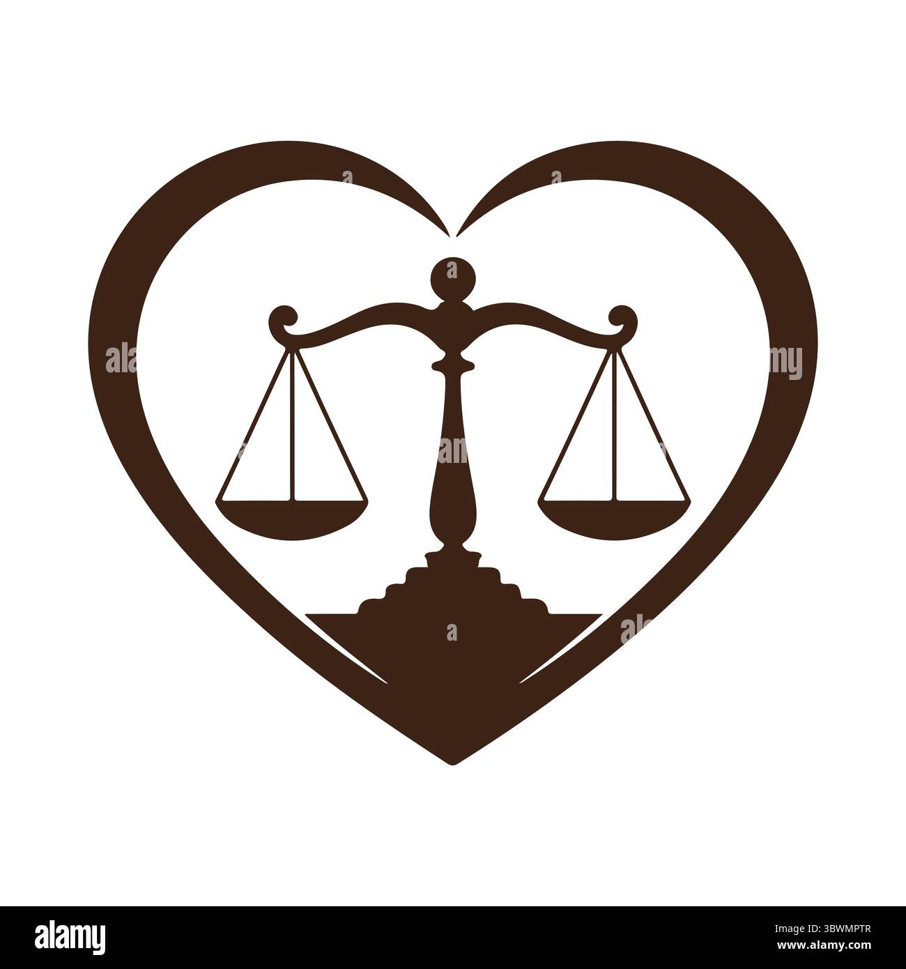 Échelles de justice en forme de cœur symbolisant l'équité et l'équilibre en matière juridique Illustration de Vecteur
