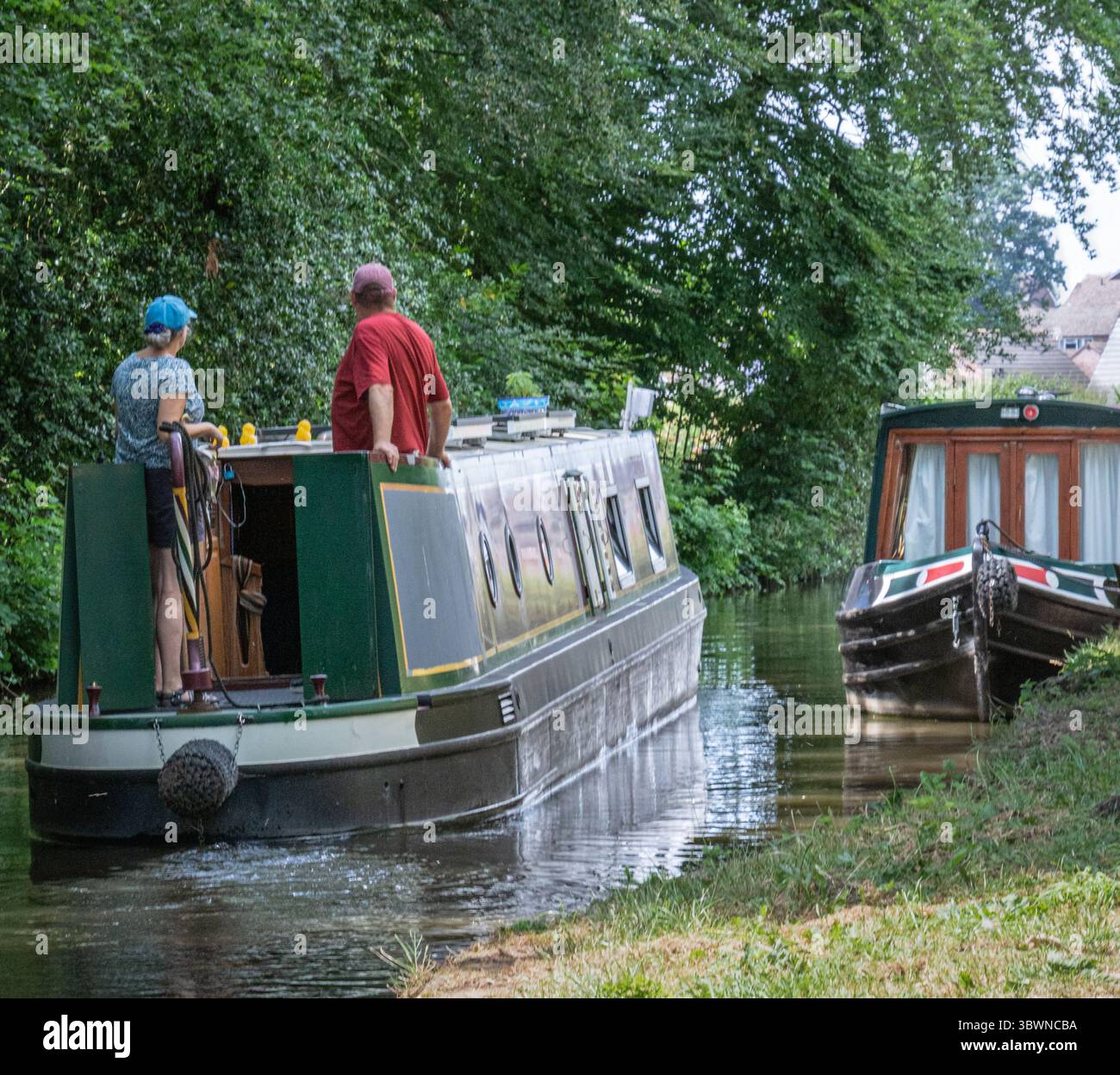 Péniches sur le canal de Llangollen qui traverse les frontières entre l'Angleterre et le pays de Galles. Banque D'Images