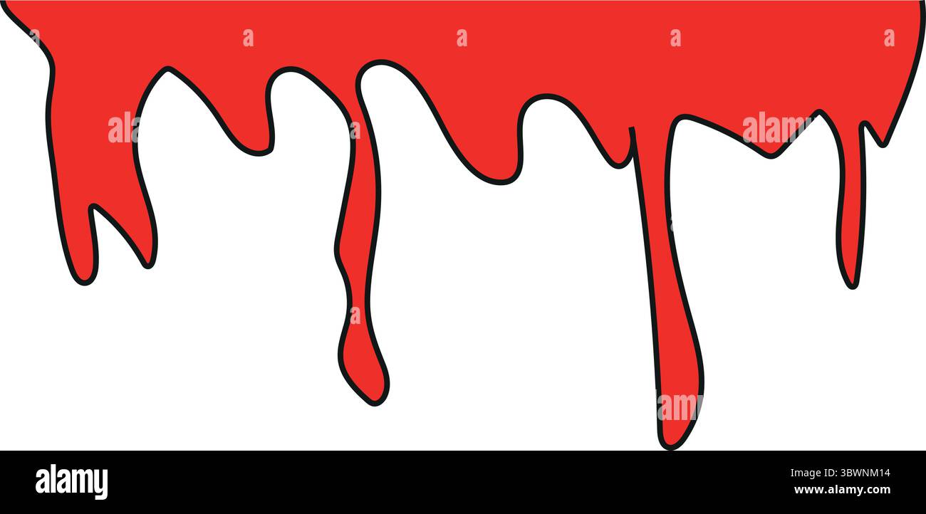 Graphique goutte à goutte de sang avec contour noir, idéal pour Halloween, horreur ou projets de design Illustration de Vecteur