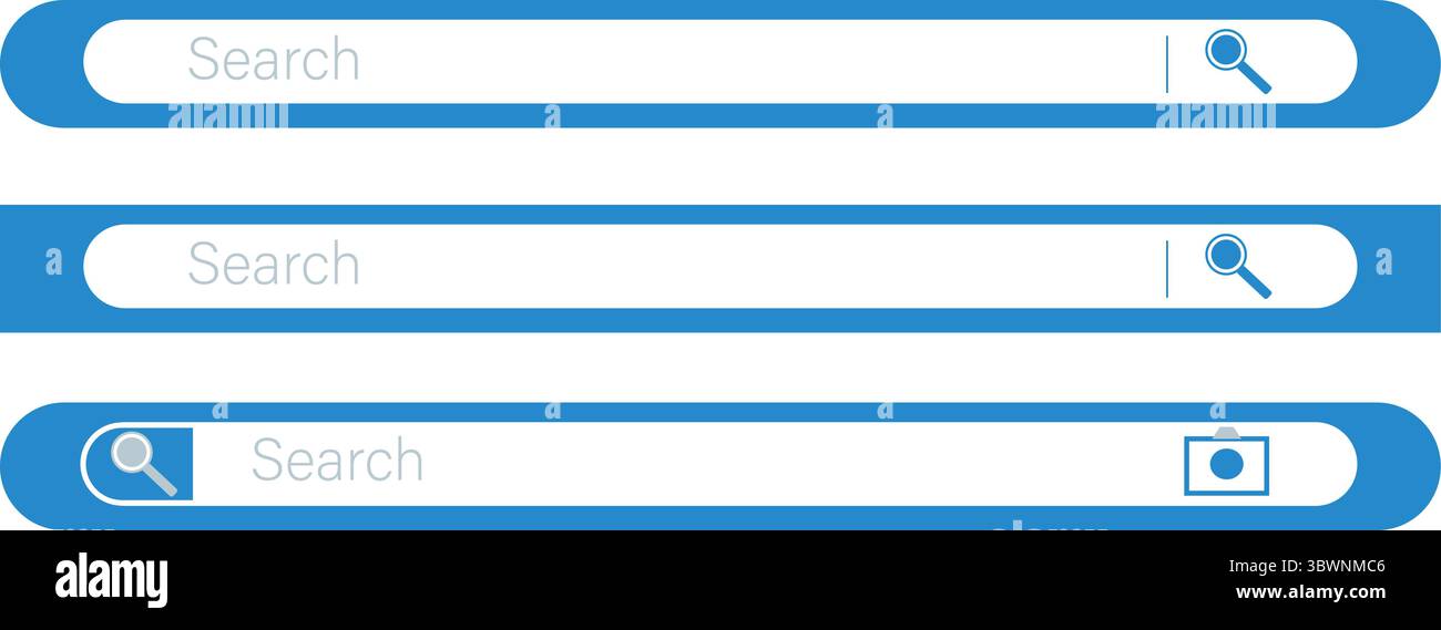 Éléments de conception de barre de recherche moderne avec icône de loupe pour l'interface de site Web ou d'application Illustration de Vecteur