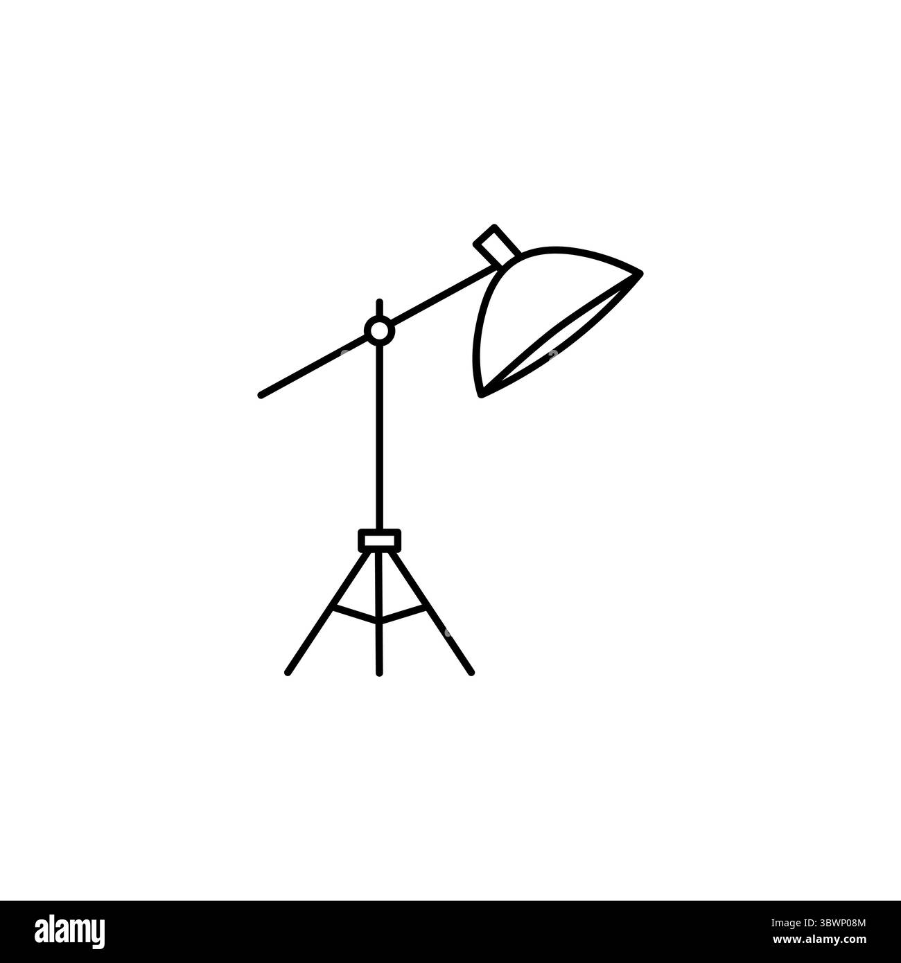 Icône d'illustration de contour de la lumière Studio Softbox sur le support de trépied utilisé pour la photographie et la vidéographie dans les configurations professionnelles. Illustration de Vecteur