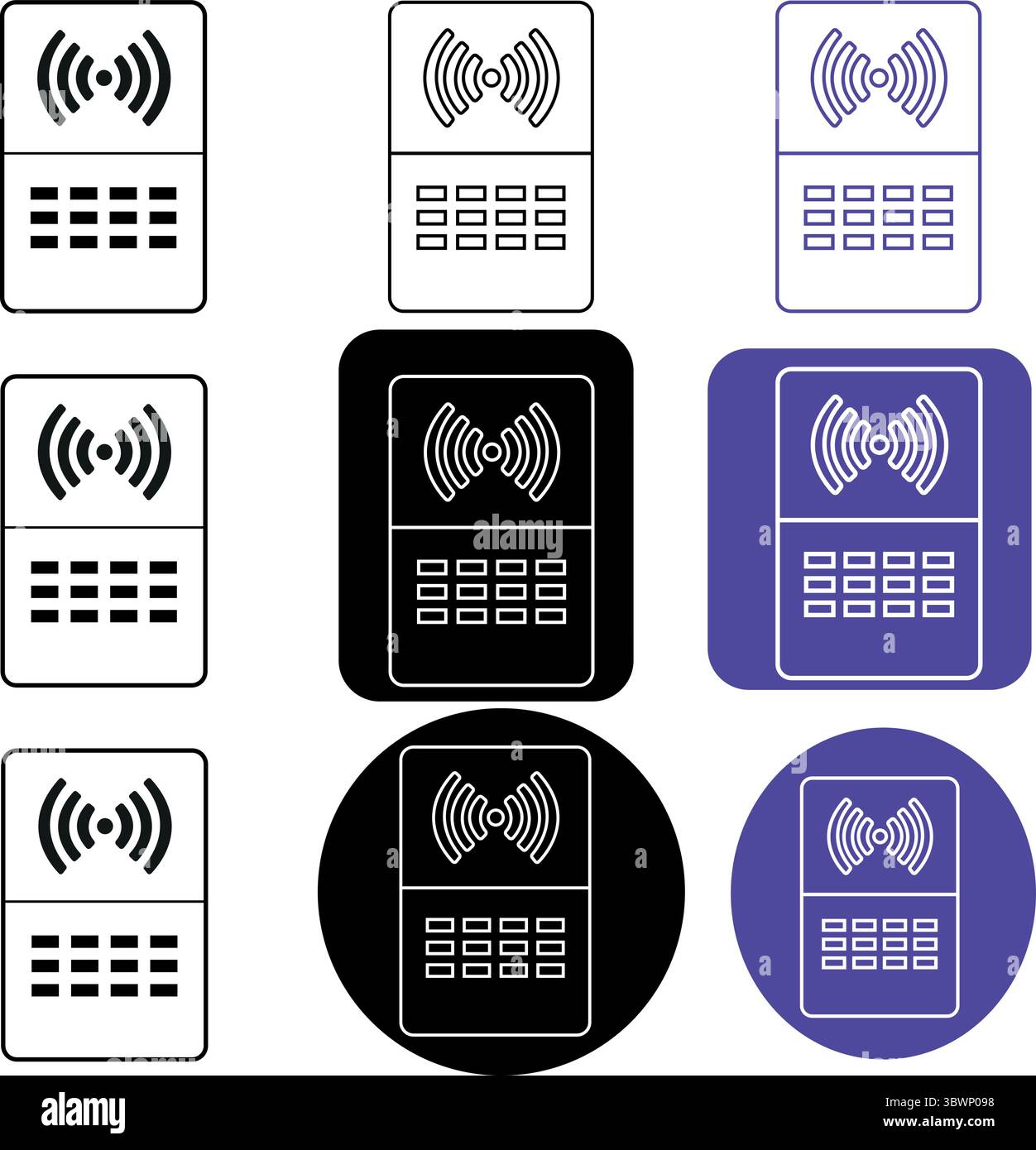 Collection d'icônes de systèmes d'entrée de porte de différentes couleurs montrant la connectivité sans fil, une technologie de sécurité pour un accès sécurisé aux bâtiments Illustration de Vecteur