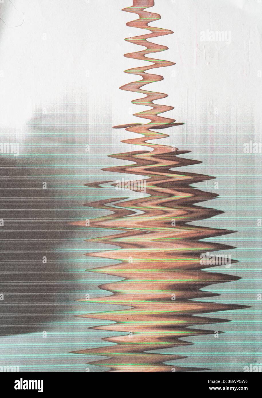 Les ondes d'erreur de l'imprimante génèrent un glitch art abstrait Banque D'Images