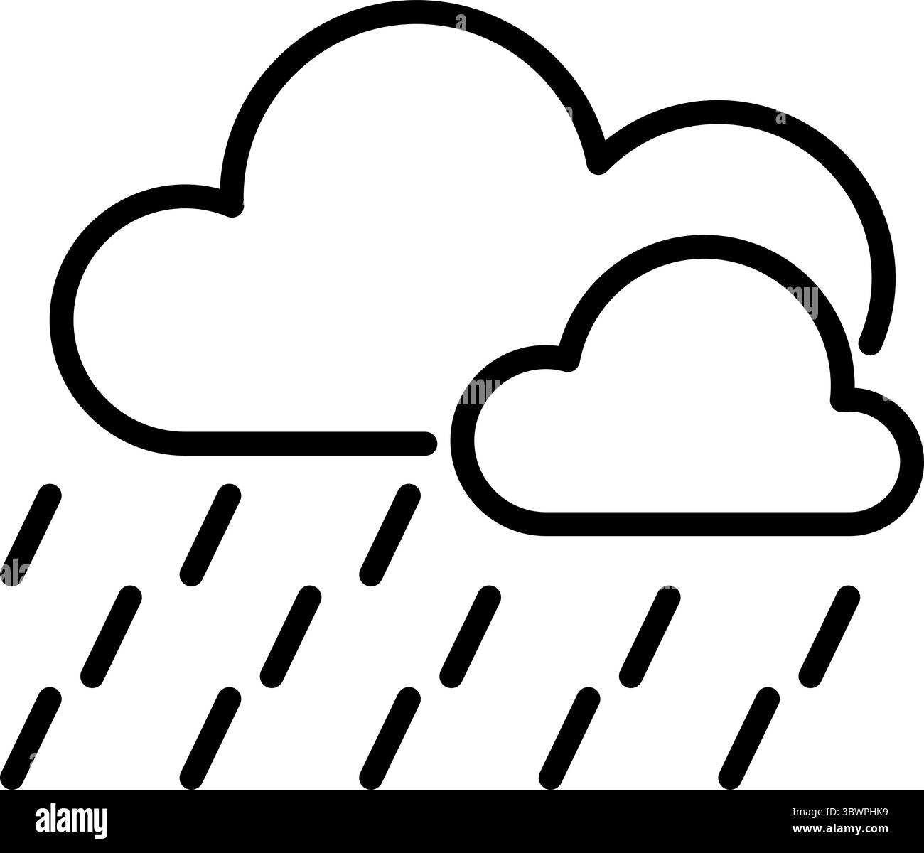 Icône de ligne de nuages avec des précipitations. Nettoyer le style vectoriel avec contour modifiable. Idéal pour la météo et les illustrations d'automne. Illustration de Vecteur