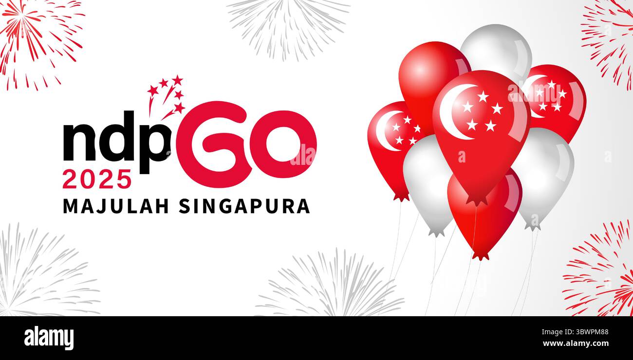 60 ans de fête nationale de Singapour. NDP 2025, National Day Parade - affiche créative de Majulah Singapura. 60e jour de l'indépendance de Singapour. Kiev, Ukraine Illustration de Vecteur