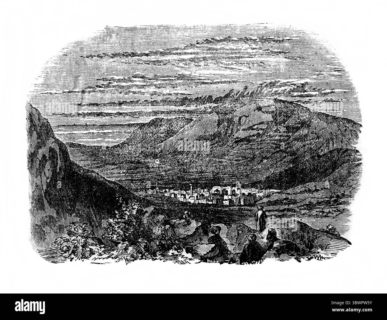 Illustration du Mont Gerizim de l'Antiquité 19ème siècle la Sainte Bible contenant l'ancien et le Nouveau Testament avec Notes explicatives, références et a Banque D'Images