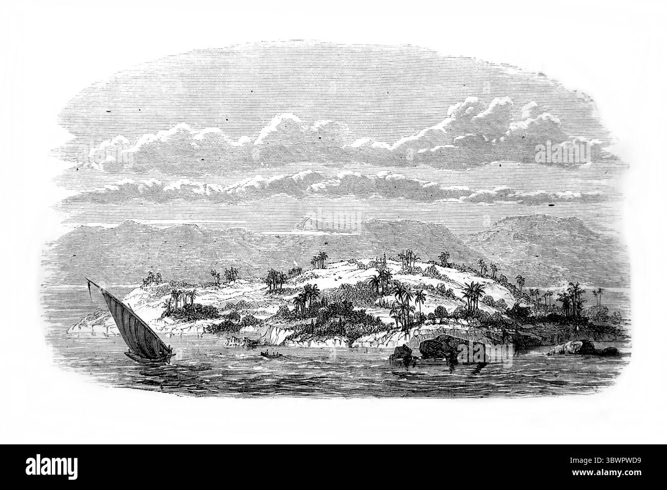 Illustration de l'île de Kishm (Qeshm) dans le golfe Persique supposé site du jardin d'Eden du XIXe siècle antique la Sainte Bible contenant Banque D'Images