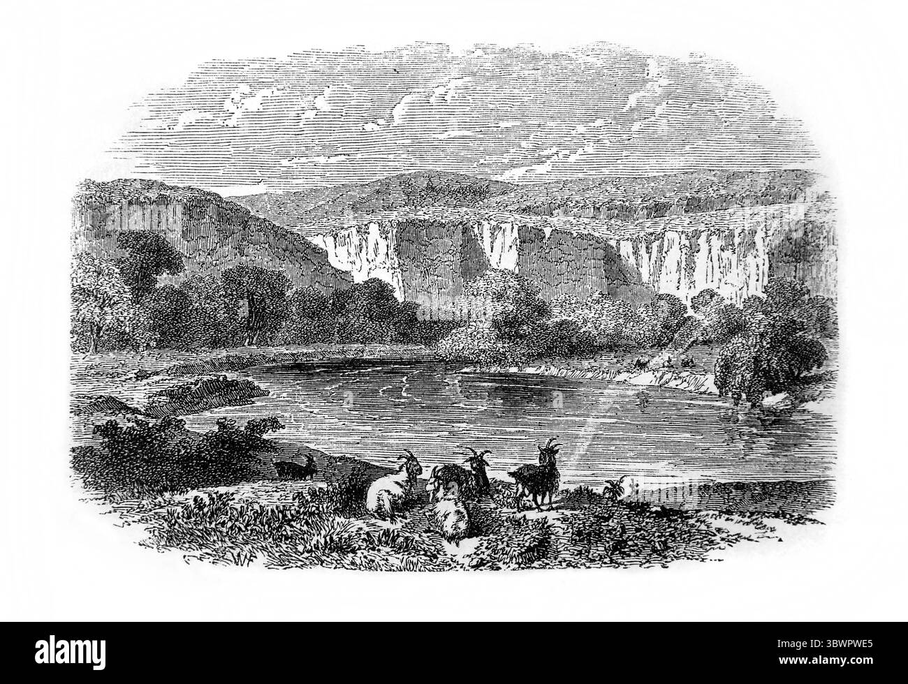 Illustration des rives du Jourdain (Genèse) de l'Antiquité XIXe siècle la Sainte Bible contenant l'ancien et le Nouveau Testament avec Explanator Banque D'Images