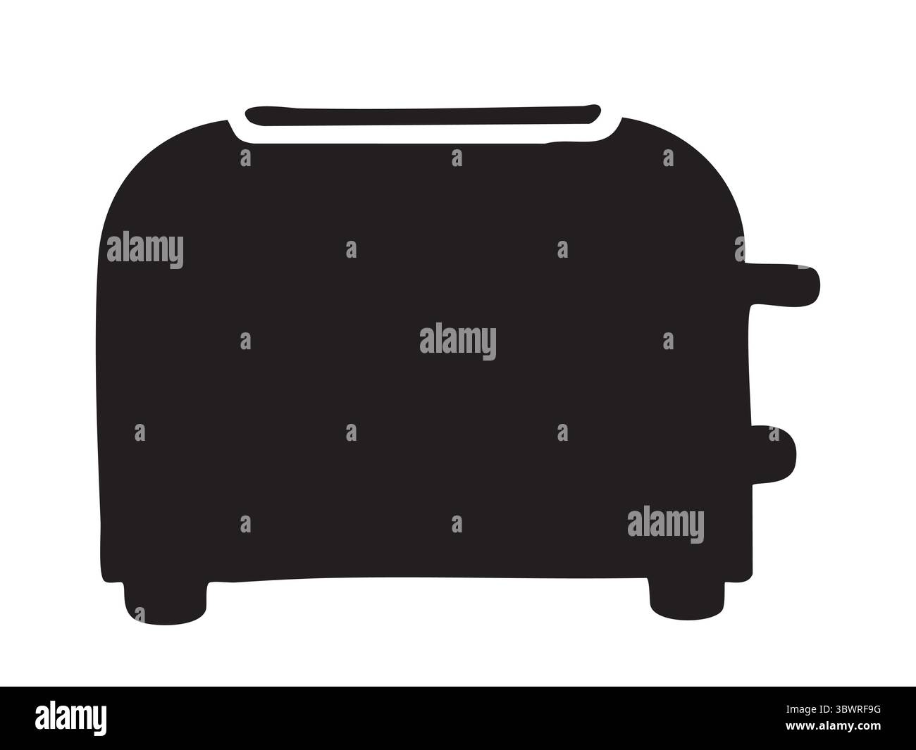 Silhouette noire d'un grille-pain, isolé sur fond blanc, illustration graphique. concept d'appareil de cuisine, cuisine domestique, préparation du petit déjeuner, icône, l Illustration de Vecteur