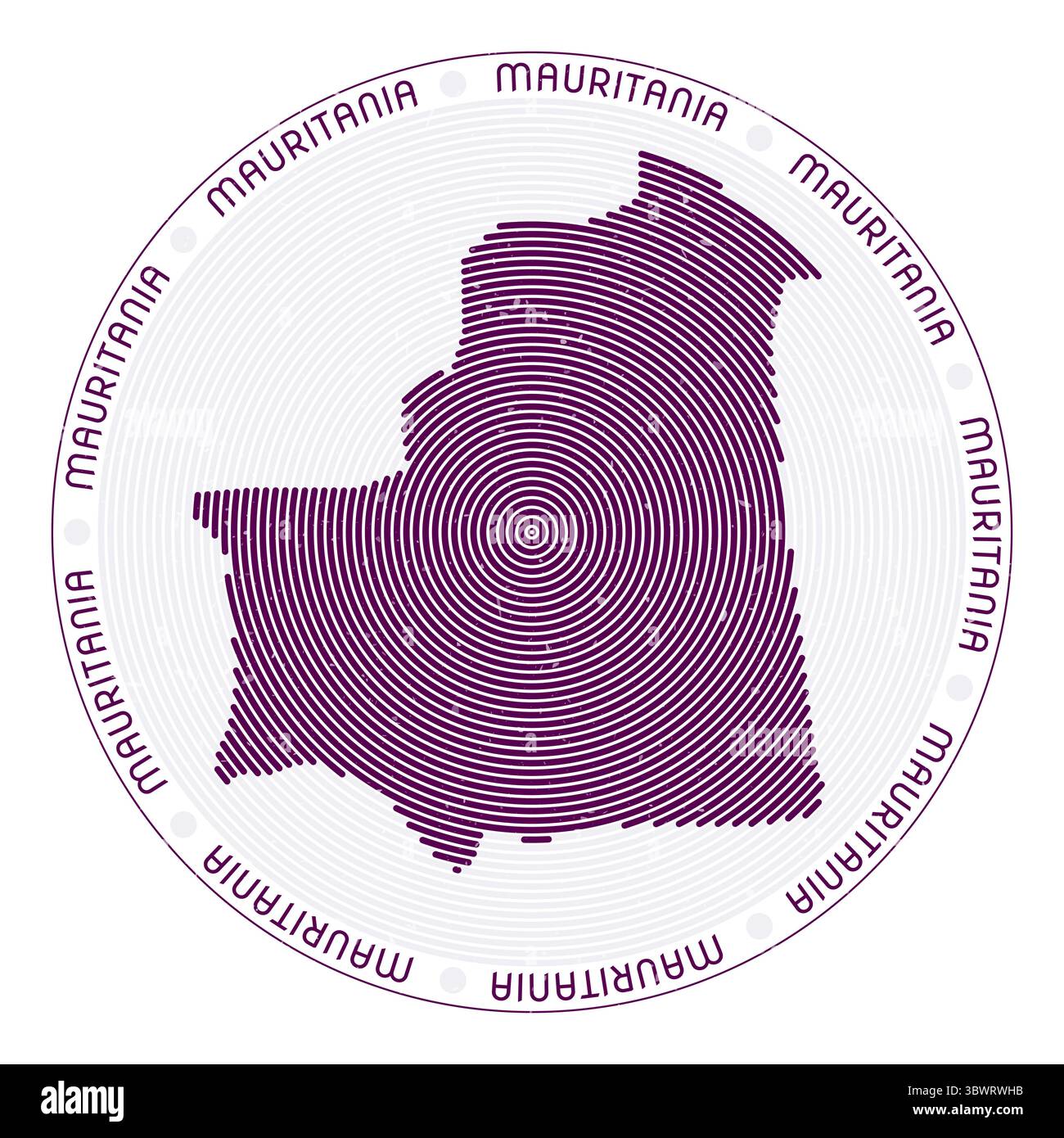 Mauritanie forme des arcs radiaux. Icône pays rond. Poster de conception de logo Mauritanie. Superbe illustration vectorielle. Illustration de Vecteur