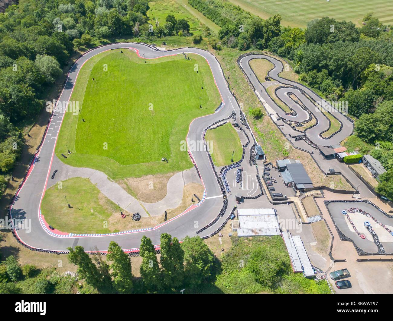 vue aérienne du circuit de surbiton, une piste de karting dans le sud de londres Banque D'Images