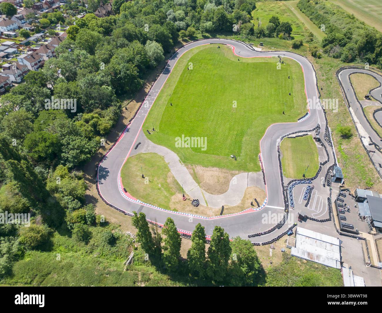 vue aérienne du circuit de surbiton, une piste de karting dans le sud de londres Banque D'Images