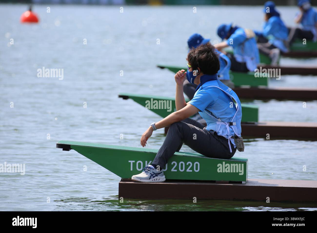 23 juillet 2021, Koto City, Tokyo, Japon : volontaires lors des manches de béliers simples hommes sur la voie navigable Sea Forest le 23 juillet 2021 à Tokyo, Japon (crédit image : © Mickael Chavet via ZUMA Press Wire) Banque D'Images