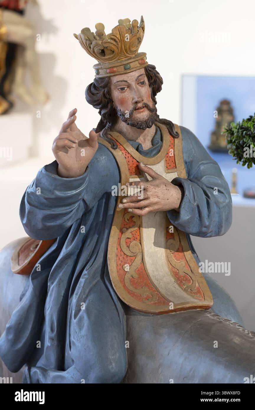 Baroque palmier âne, vers 1700, détail Jésus, Museum im Kornhaus, Hauptstr. 40, Bad Forest Lake, Bade-Wuertemberg, Allemagne Banque D'Images