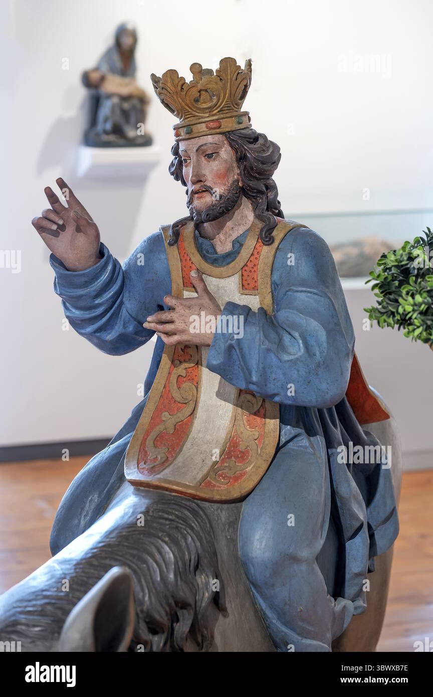 Baroque palmier âne, vers 1700, détail Jésus, Museum im Kornhaus, Hauptstr. 40, Bad Forest Lake, Bade-Wuertemberg, Allemagne Banque D'Images