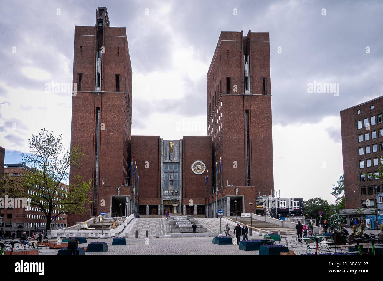 L'hôtel de ville d'Oslo est le bâtiment municipal. La cérémonie du Prix Nobel de la paix a lieu ici chaque année. Norvège. Banque D'Images