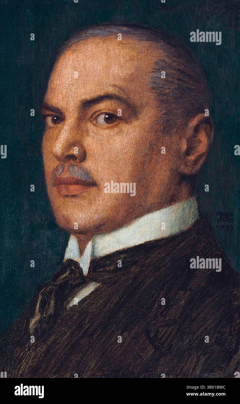 Franz von Stuck. Portrait de l'artiste allemand Franz Stuck (1863-1928), autoportrait, huile à bord, 1923 Banque D'Images
