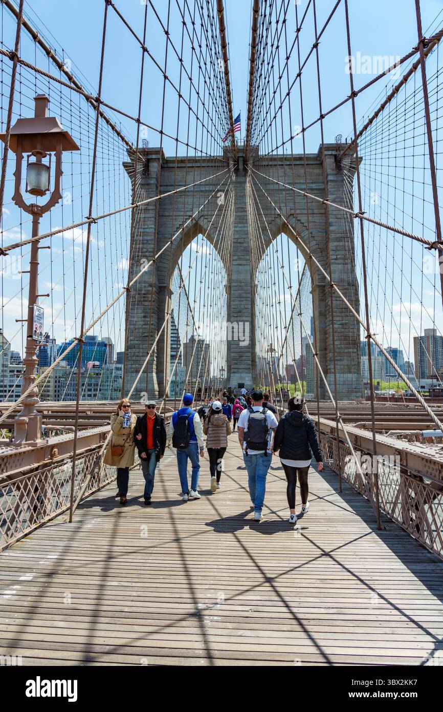 Le pont de Brooklyn à New York City Banque D'Images