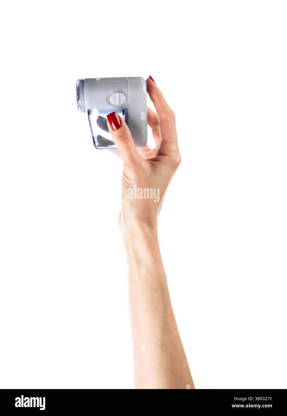 Rasoir électrique moderne en tissu et pull en laine Banque D'Images