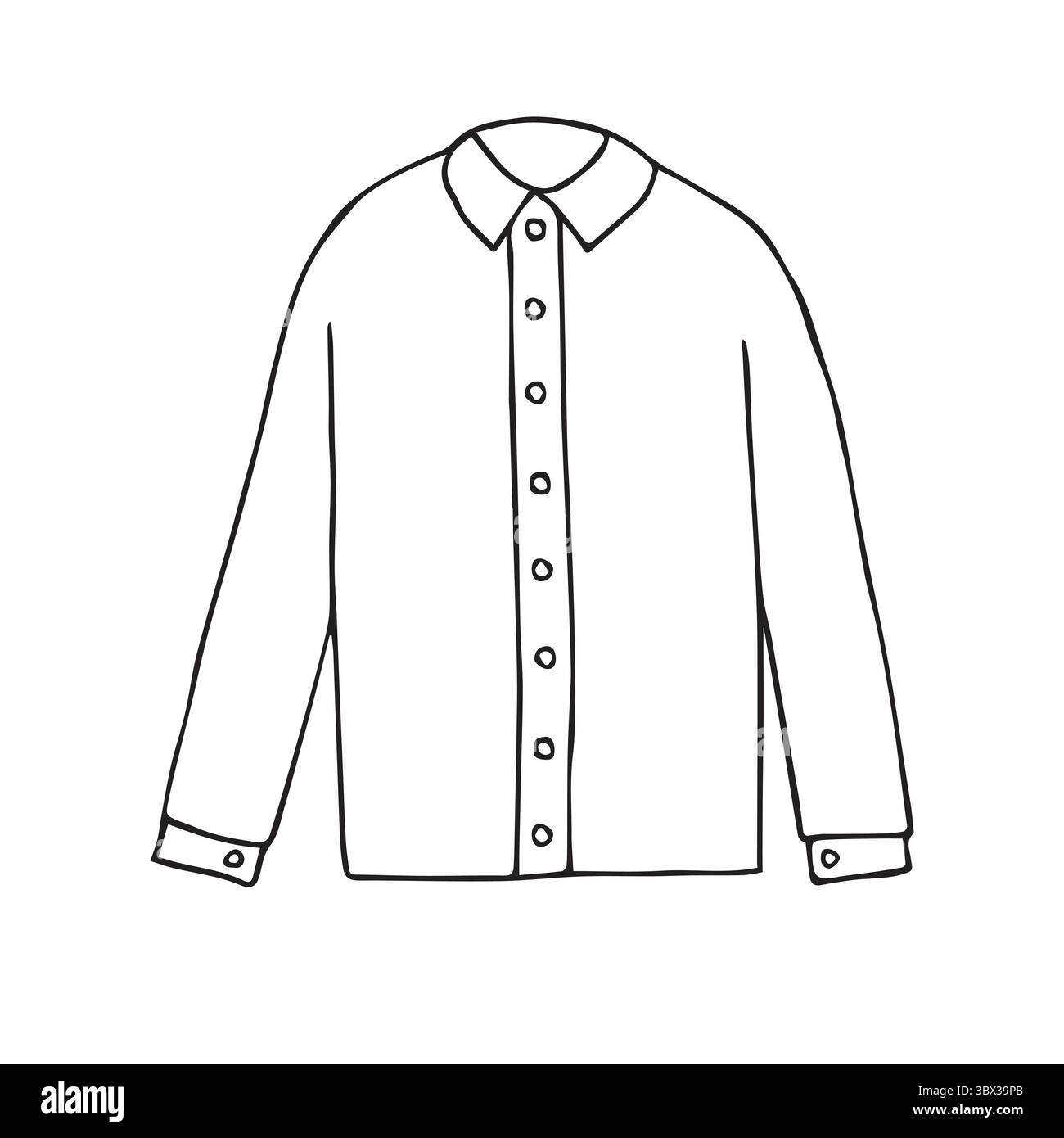 Chemise de contour de doodle dessinée à la main de vecteur isolé sur fond blanc Illustration de Vecteur