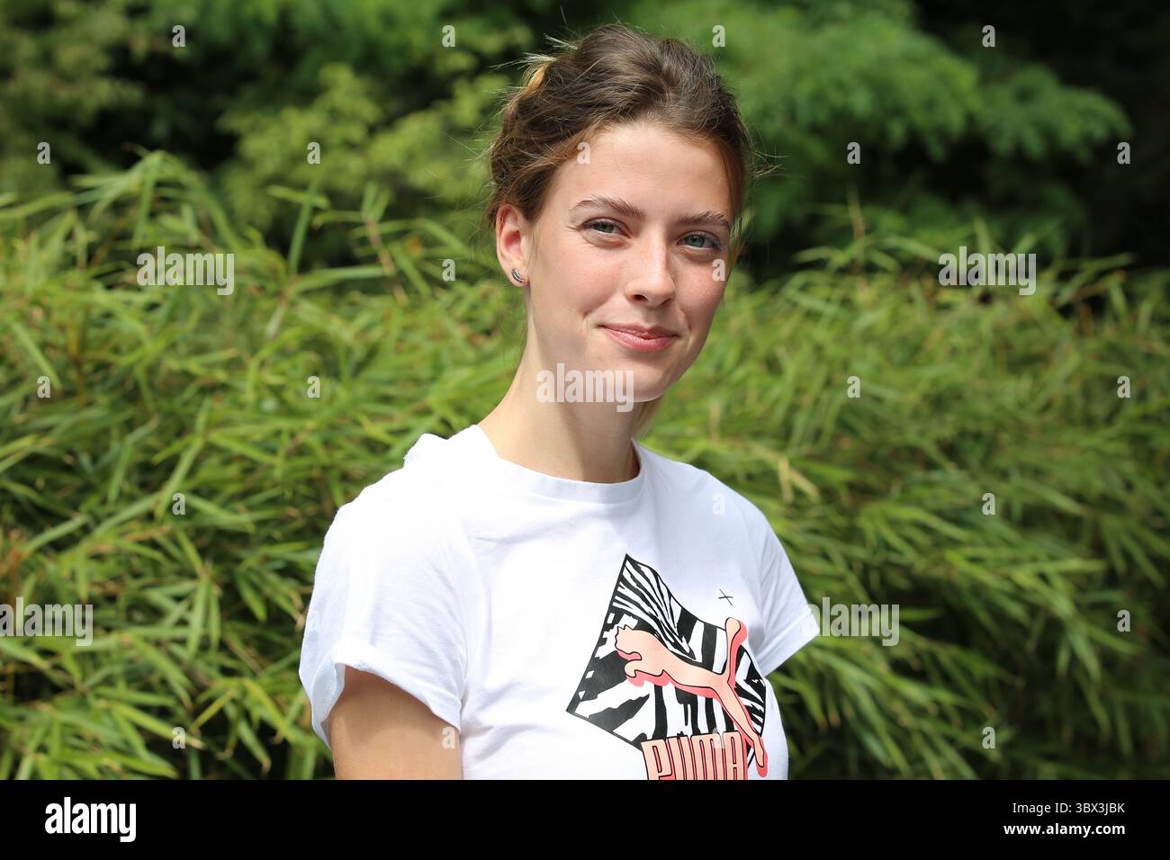 25 août 2021, Lausanne, Vaud, Suisse : Yaroslava MAHUCHIKH de l'Ukraine lors de la conférence de presse à Lausanne en prévision de l'affrontement de la Wanda Diamond League demain le 25 août 2021 à Lausanne, Suisse (crédit image : © Mickael Chavet via ZUMA Press Wire) Banque D'Images