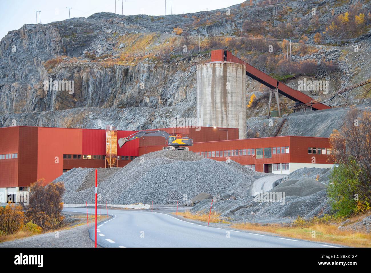 Carrière de gravier dans le nord de la Norvège Banque D'Images