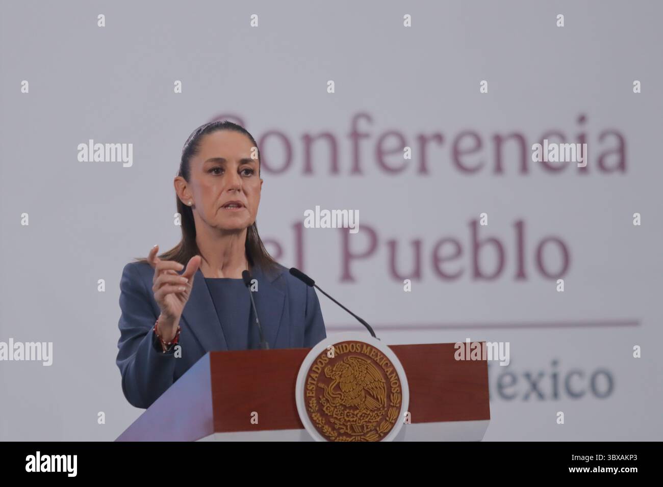 Non exclusif : le président mexicain Claudia Sheinbaum Pardo, parle de la lutte contre le fentanyl et le renforcement des opérations pour combattre c Banque D'Images