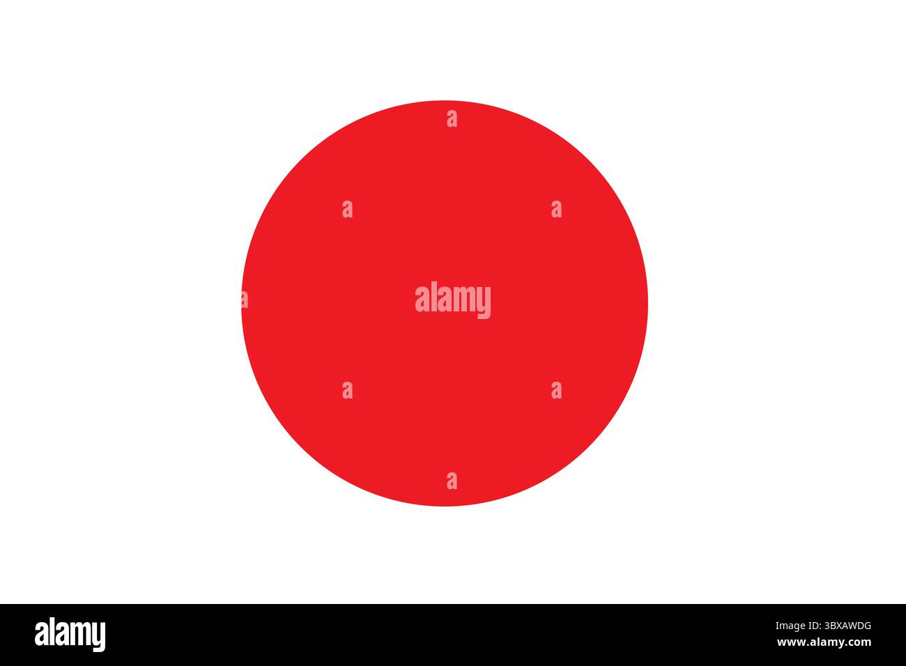 Un cercle rouge plein apparaît dans l'illustration de conception plate, avec un cercle centré sur fond blanc Banque D'Images