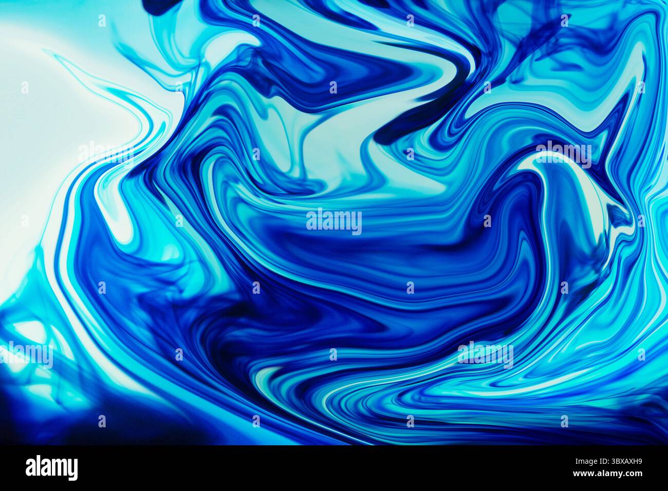 Le liquide bleu tourbillonnant abstrait crée un flux de gradient dynamique dans l'illustration vectorielle de conception plate Banque D'Images