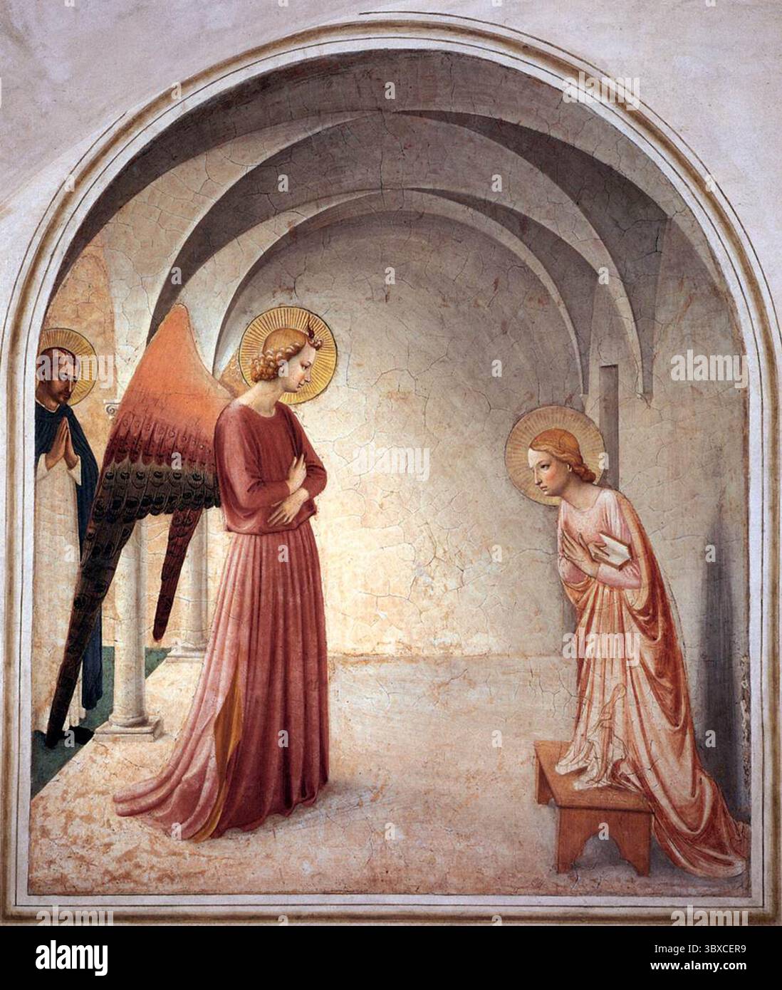 FRA Angelico : Annonciation avec Saint Pierre Martyr - fresques de Fra Angelico à San Marco, Florence Banque D'Images