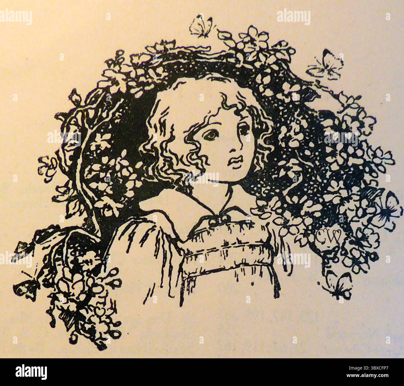 Une image de 1915 d'une jeune fille dans une blouse Banque D'Images