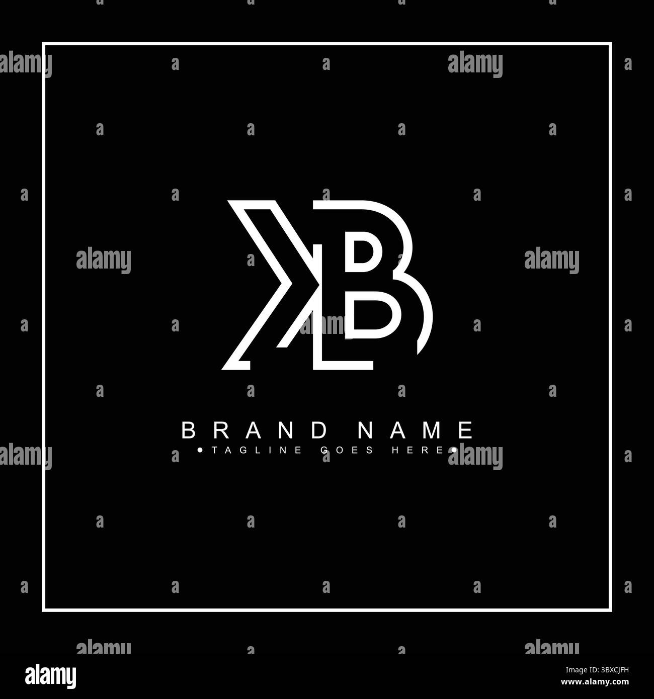 Monogramme créatif pour lettre initiale logo KB - modèle minimal de logo vectoriel pour alphabet K & B. Illustration de Vecteur