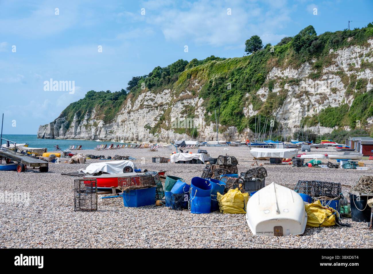 Falaises et plage à Beer, Devon, Angleterre Banque D'Images