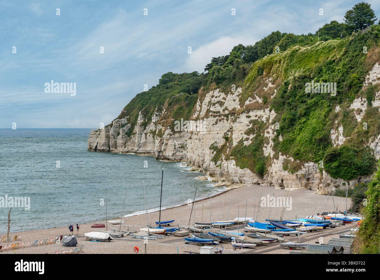 Falaises et plage à Beer, Devon, Angleterre Banque D'Images