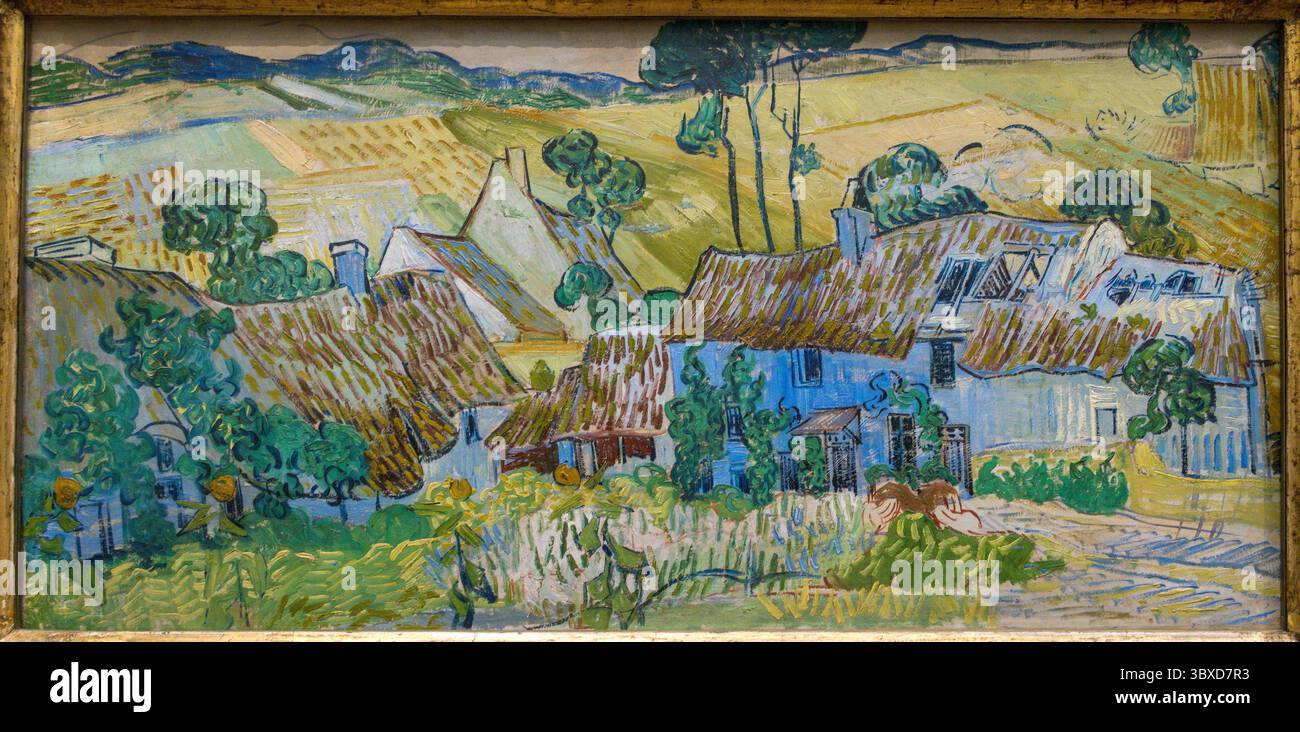 Fermes près d'Auvers, peinture à l'huile de Vincent van Gogh, 1890, The National Gallery, Londres, Angleterre, ROYAUME-UNI Banque D'Images