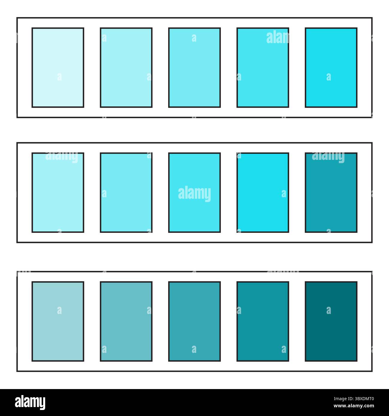 Palette de couleurs turquoise. Variation des nuances de teinte. Spectre de tons de gradient. Eléments de conception vectorielle. Illustration de Vecteur