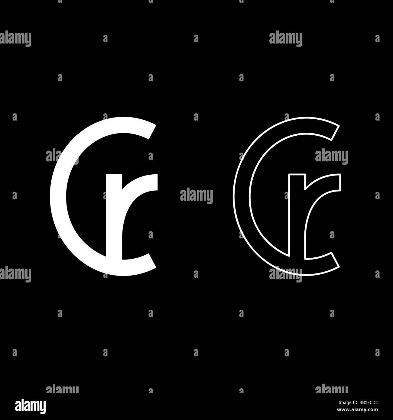 Brésilien Cruzeiro symbole de monnaie signe élément de l'argent Set icône blanc couleur vecteur illustration image simple plein contour ligne mince Illustration de Vecteur